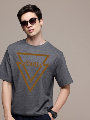 Moda Rapido Graphic Print Men Round Neck Grey T-Shirt