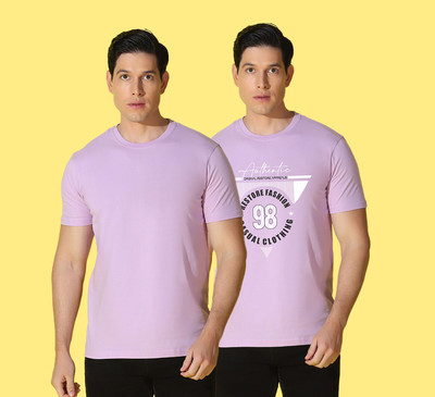 WOOSTRO Printed, Solid Men Round Neck Multicolor T-Shirt