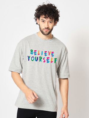 IMSA MODA Typography Men Round Neck Grey T-Shirt