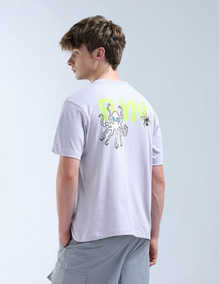 FLYING MACHINE Graphic Print Men Round Neck Purple T-Shirt