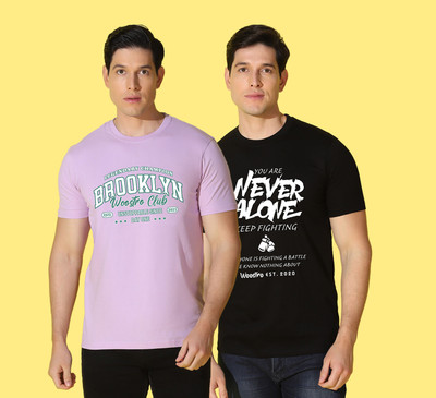 WOOSTRO Printed Men Round Neck Multicolor T-Shirt