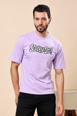 TQH Printed Men Round Neck Purple T-Shirt