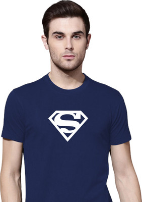 Organic Chics Printed Men Round Neck Navy Blue T-Shirt