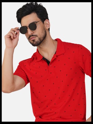 METRONAUT Printed Men Polo Neck Red T-Shirt