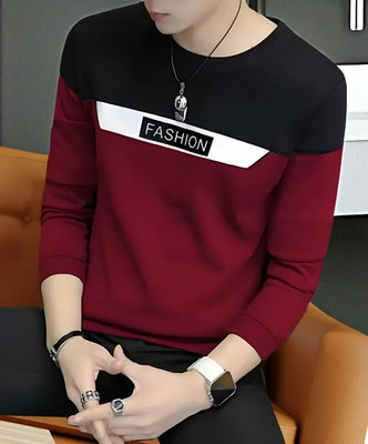 FASHIUM Printed Men Round Neck Maroon T-Shirt