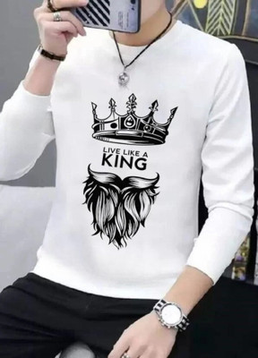 AFCollection Printed Men Round Neck White T-Shirt