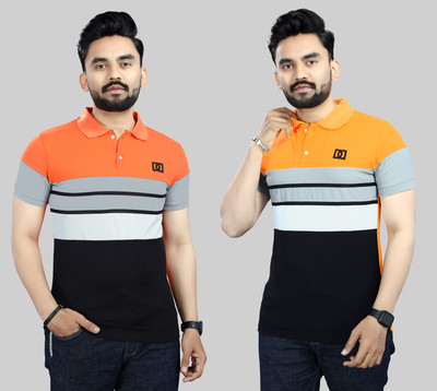 USPN Colorblock Men Polo Neck Multicolor T-Shirt