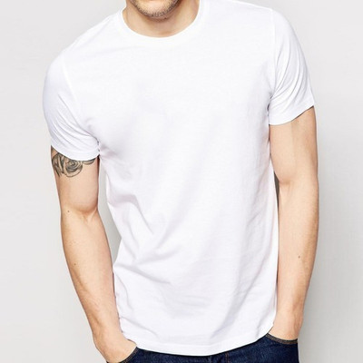F N D Solid Men Round Neck White T-Shirt