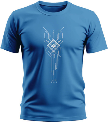 Warriorworld Printed Men Round Neck Blue T-Shirt