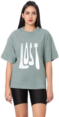 Besick Typography Women Round Neck Green T-Shirt