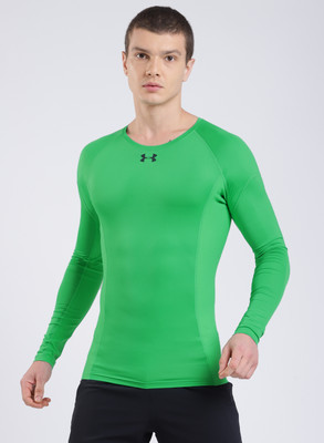 UNDER ARMOUR Solid Men Crew Neck Green T-Shirt