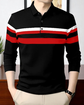 Autna Printed Men Polo Neck Black, Red, White T-Shirt