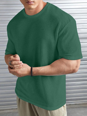 MAKEMODE Self Design Men Round Neck Green T-Shirt