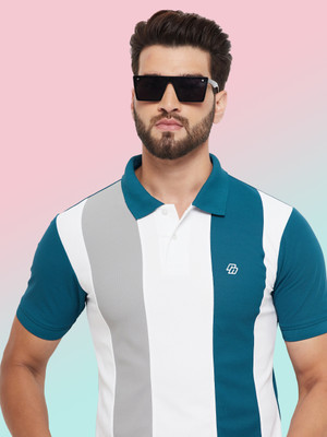 SZN Colorblock Men Polo Neck Blue T-Shirt