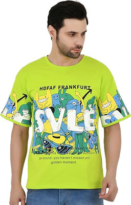 Sageware Printed Men Round Neck Green T-Shirt