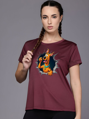 Moda Rapido Graphic Print Women Round Neck Maroon T-Shirt