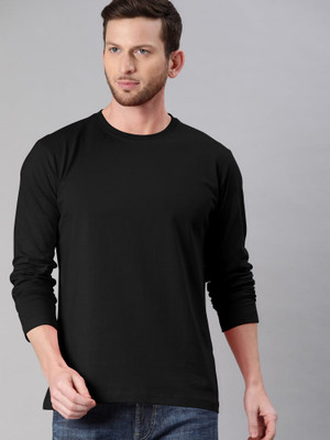 Nilan Tees Wear Solid Men Round Neck Black T-Shirt