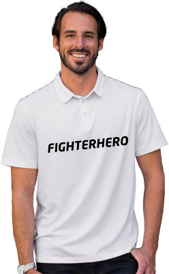 Fighterheero Printed Men Polo Neck White T-Shirt