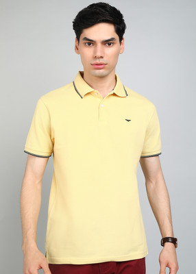 PARK AVENUE Solid Men Polo Neck Yellow T-Shirt