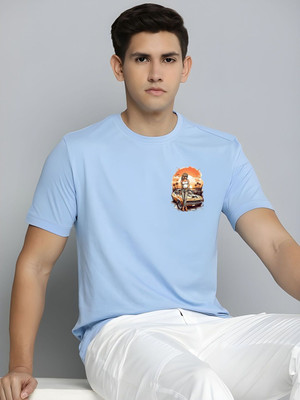 SZN Graphic Print Men Round Neck Light Blue T-Shirt