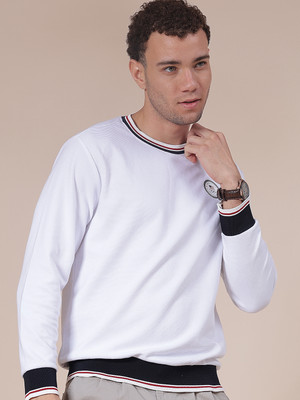 V-MART Solid Men Round Neck White T-Shirt