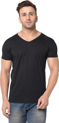 JB Jagoboy Solid Men V Neck Black T-Shirt