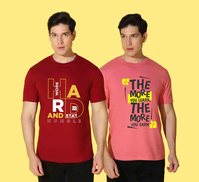 WOOSTRO Solid Men Round Neck Multicolor T-Shirt