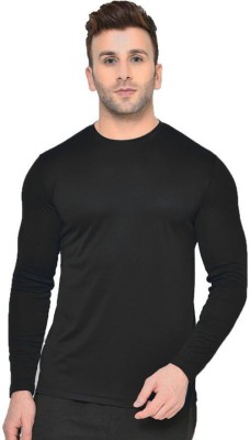 AMSHA Solid Men Round Neck Black T-Shirt