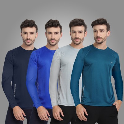 FTX Solid Men Round Neck Multicolor T-Shirt