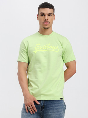 Evilboys Printed Men Round Neck Green T-Shirt
