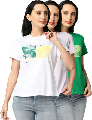 KILLER Graphic Print Women Round Neck Multicolor T-Shirt
