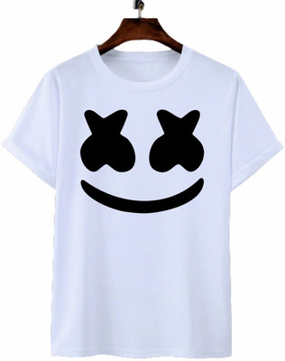 JBCOLLECTION Printed Men Round Neck White, Black T-Shirt