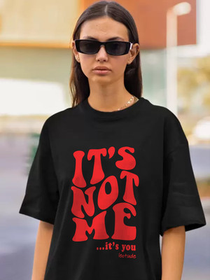 Leotude Printed Women Round Neck Black T-Shirt