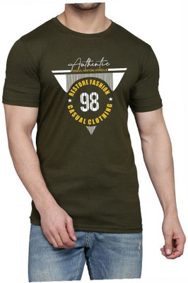 WOOSTRO Typography Men Round Neck Dark Green T-Shirt