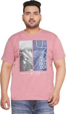 JOHN PRIDE Printed, Typography Men Round Neck Pink T-Shirt