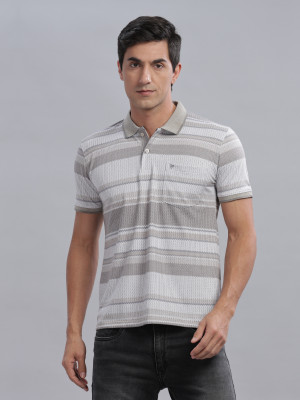 WEXFORD Striped Men Polo Neck Grey T-Shirt