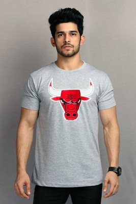 Clickwell Trend Printed Men Round Neck Grey T-Shirt