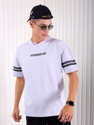 The Indian Garage Co. Printed Men Crew Neck Grey T-Shirt