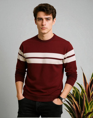 StyleFlick Solid Men Round Neck Maroon T-Shirt