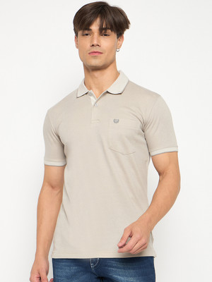 DUKE Solid Men Polo Neck Grey T-Shirt