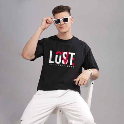 SolaceActive Printed Men Round Neck Reversible Black T-Shirt