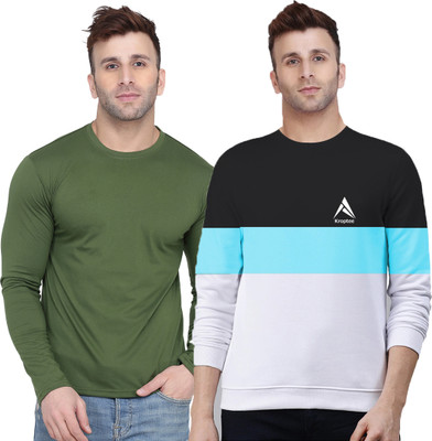 Kroptee Colorblock Men Round Neck Multicolor T-Shirt