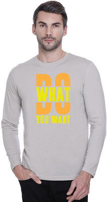 ManGOD Printed, Self Design Men Round Neck Grey T-Shirt
