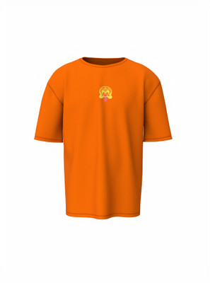 Hello Swanky Printed Men Round Neck Orange T-Shirt