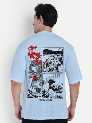 HouseOfCommon Graphic Print Men Round Neck Light Blue T-Shirt