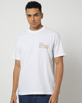GAP Graphic Print Men Round Neck White T-Shirt