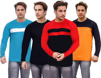 Expert Choice Solid Men Round Neck Multicolor T-Shirt