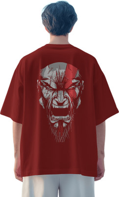 Dhakku Printed Men Round Neck Maroon T-Shirt