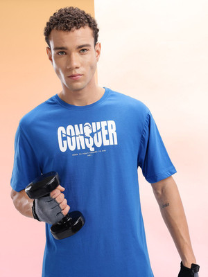 HRX by Hrithik Roshan Printed Men Round Neck Blue T-Shirt