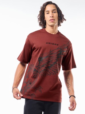 BEWAKOOF Graphic Print Men Round Neck Brown T-Shirt